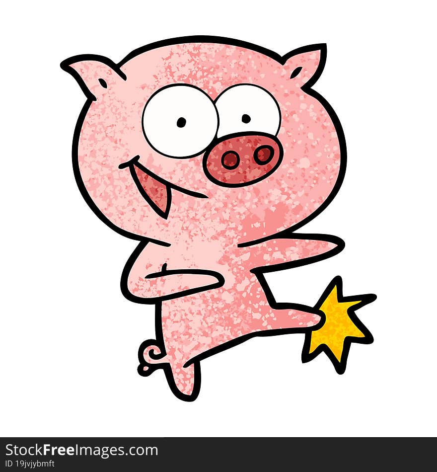 cheerful dancing pig cartoon. cheerful dancing pig cartoon