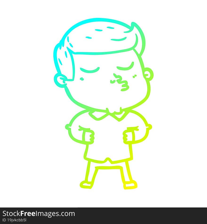 cold gradient line drawing cartoon model guy pouting