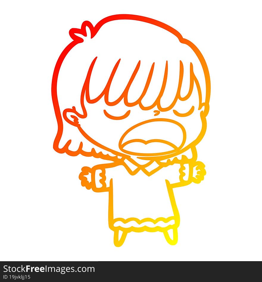 warm gradient line drawing cartoon woman talking loudly