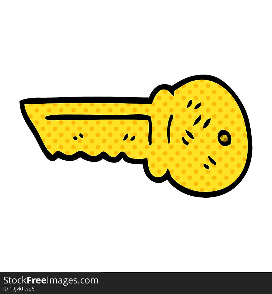 cartoon doodle gold key