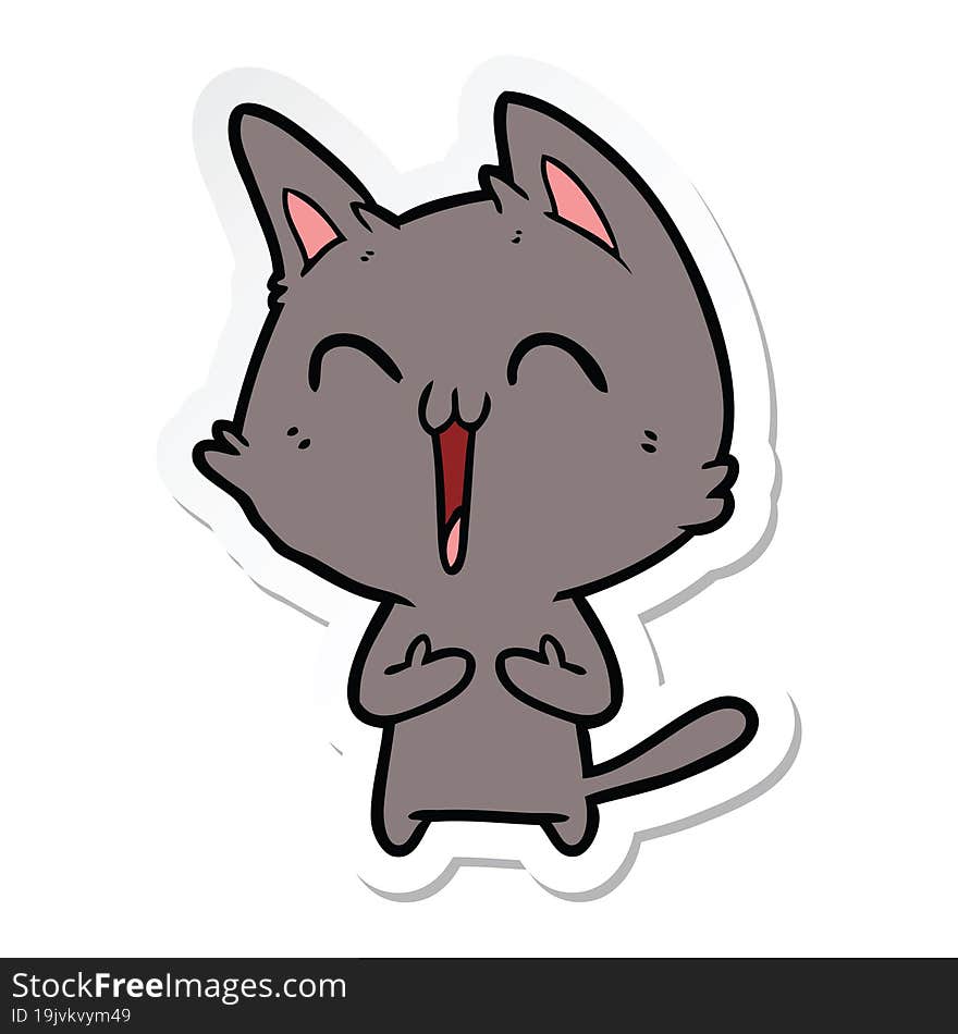 sticker of a happy cartoon cat