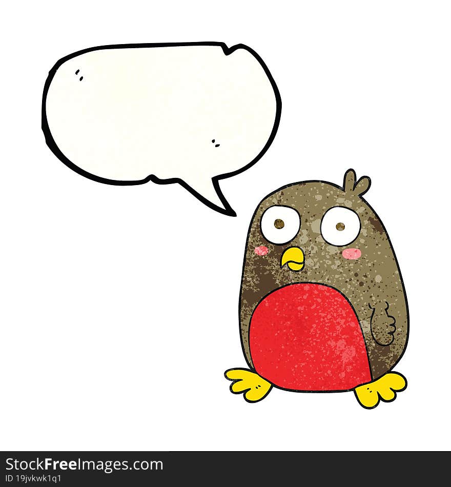 speech bubble textured cartoon christmas robin