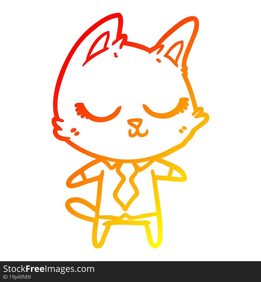 warm gradient line drawing calm cartoon cat