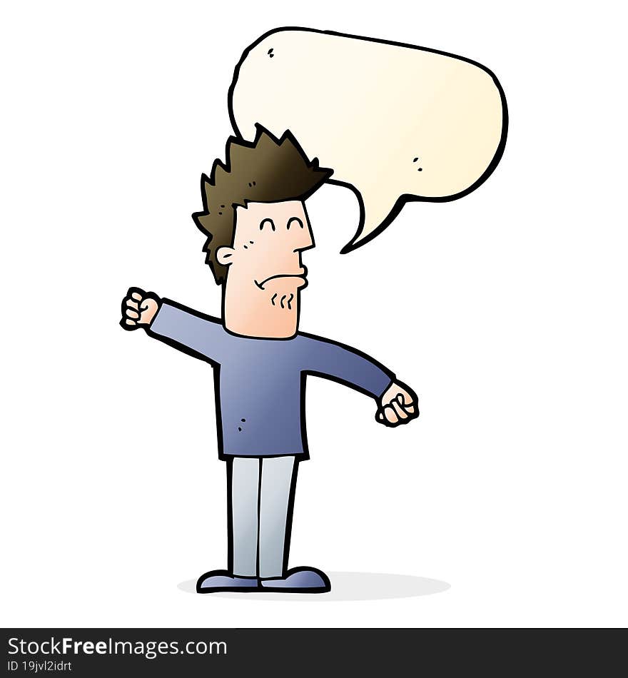 cartoon stressed man with speech bubble