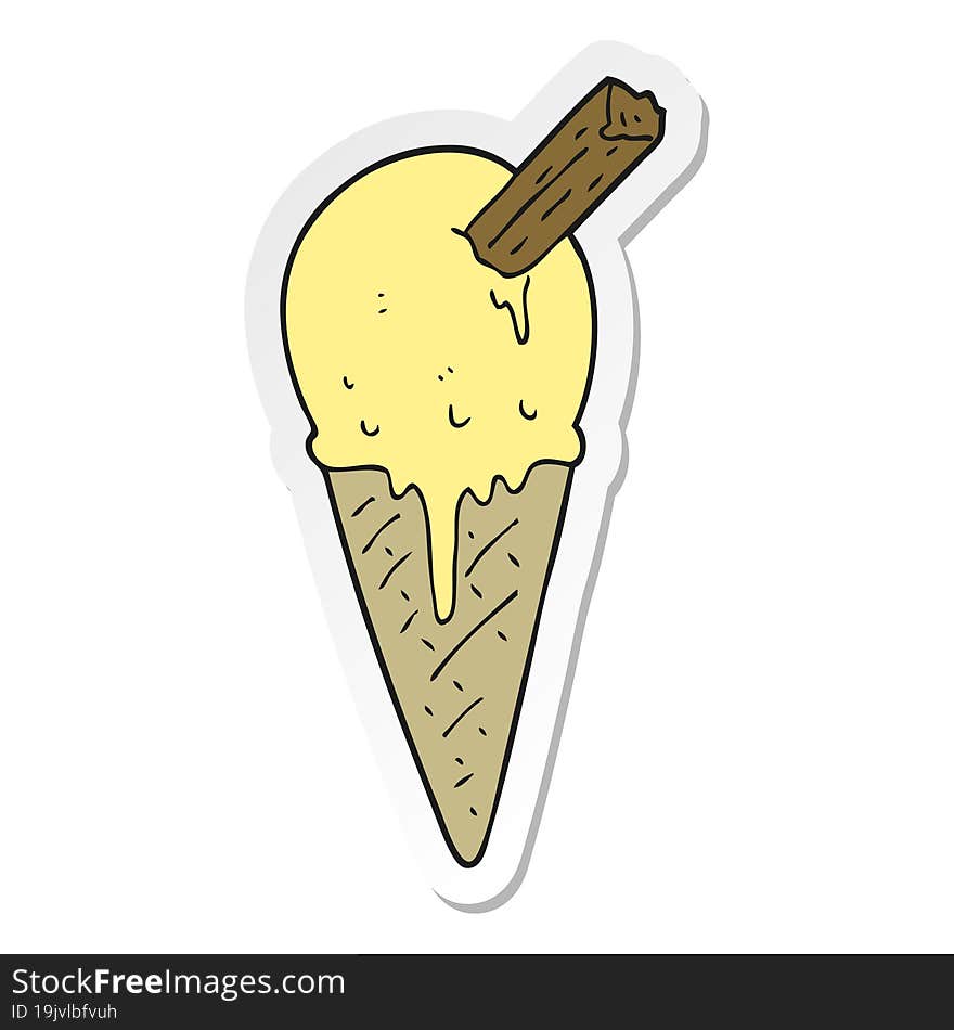 Sticker Of A Cartoon Ice Cream Cone