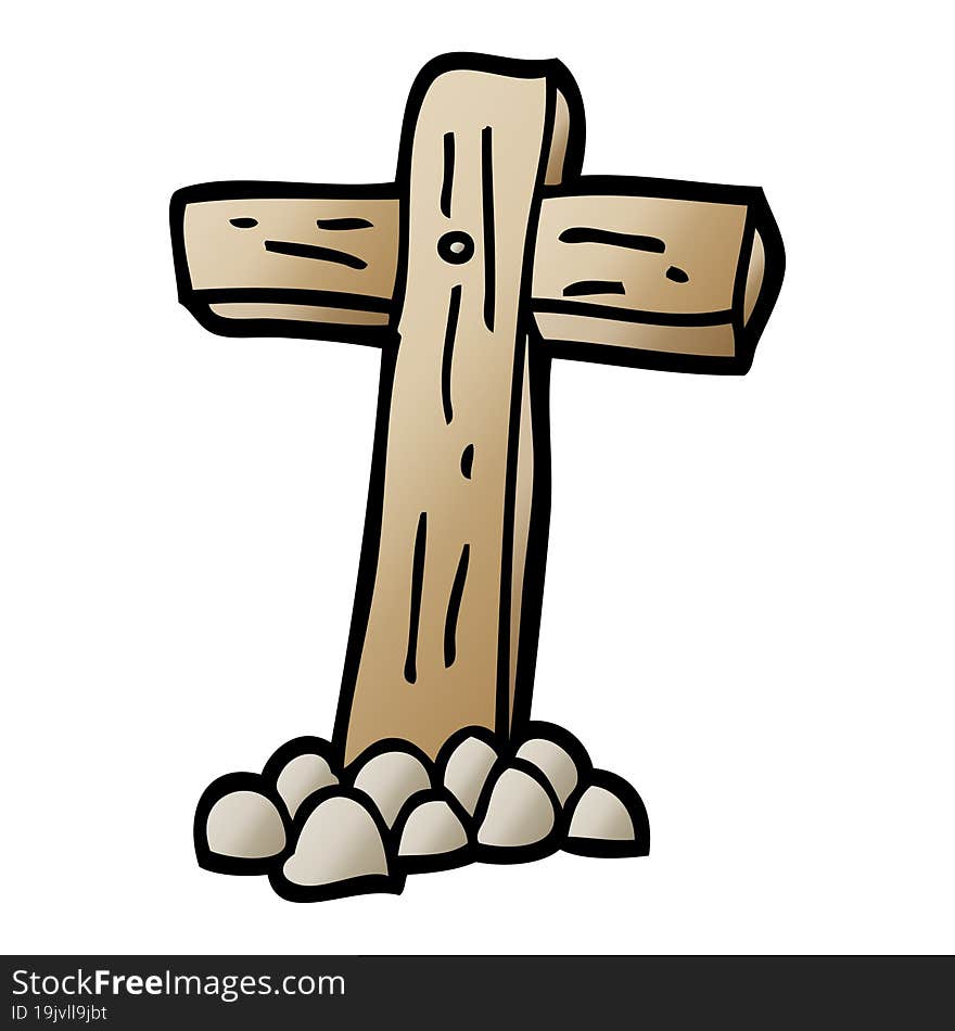 vector gradient illustration cartoon wooden cross