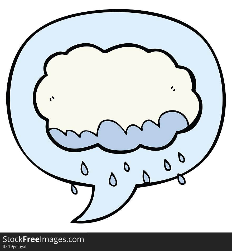 cartoon rain cloud and speech bubble