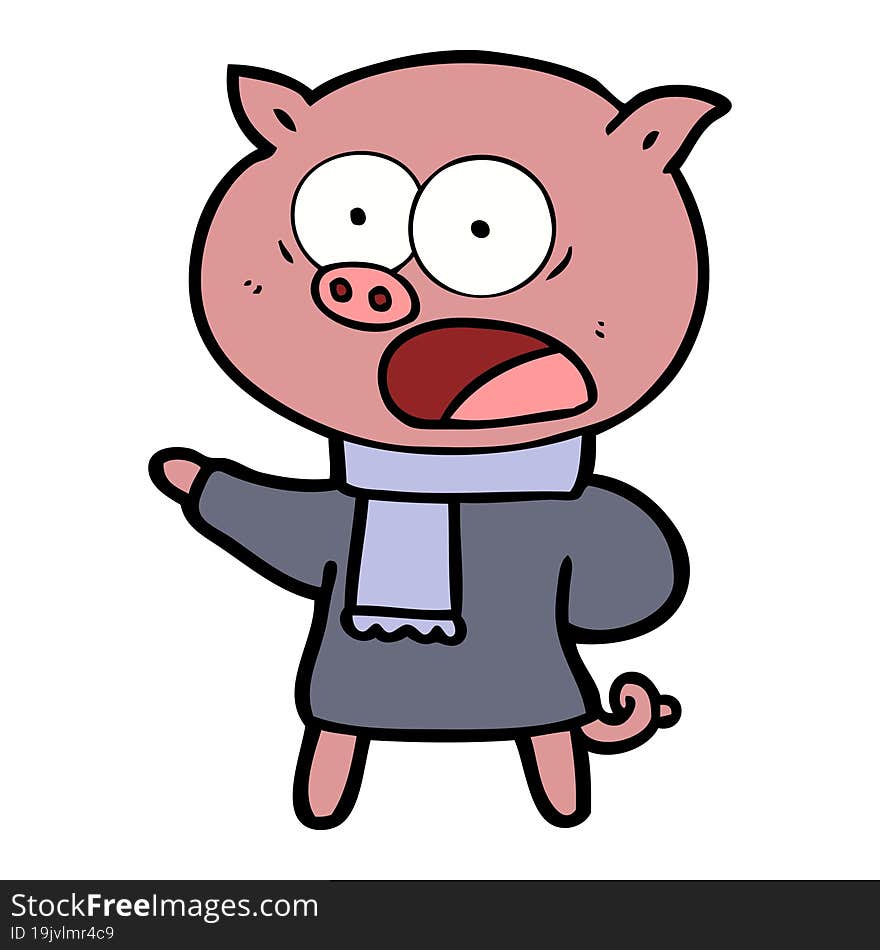 cartoon pig shouting. cartoon pig shouting