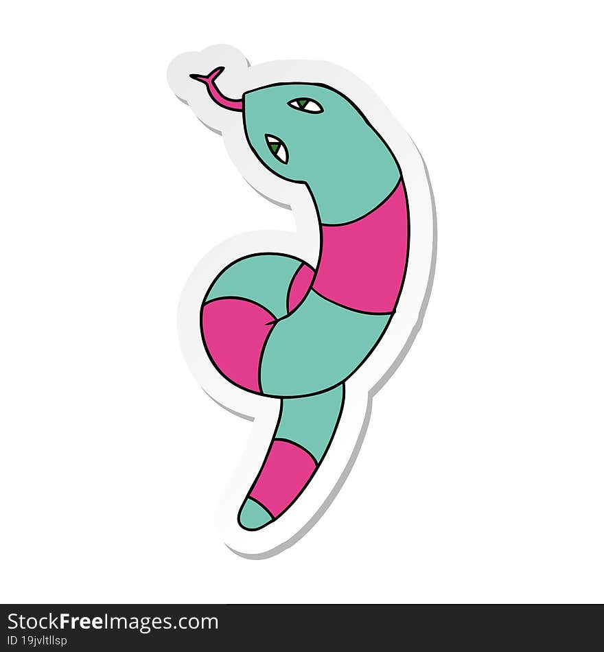 Sticker Cartoon Of A Long Snake