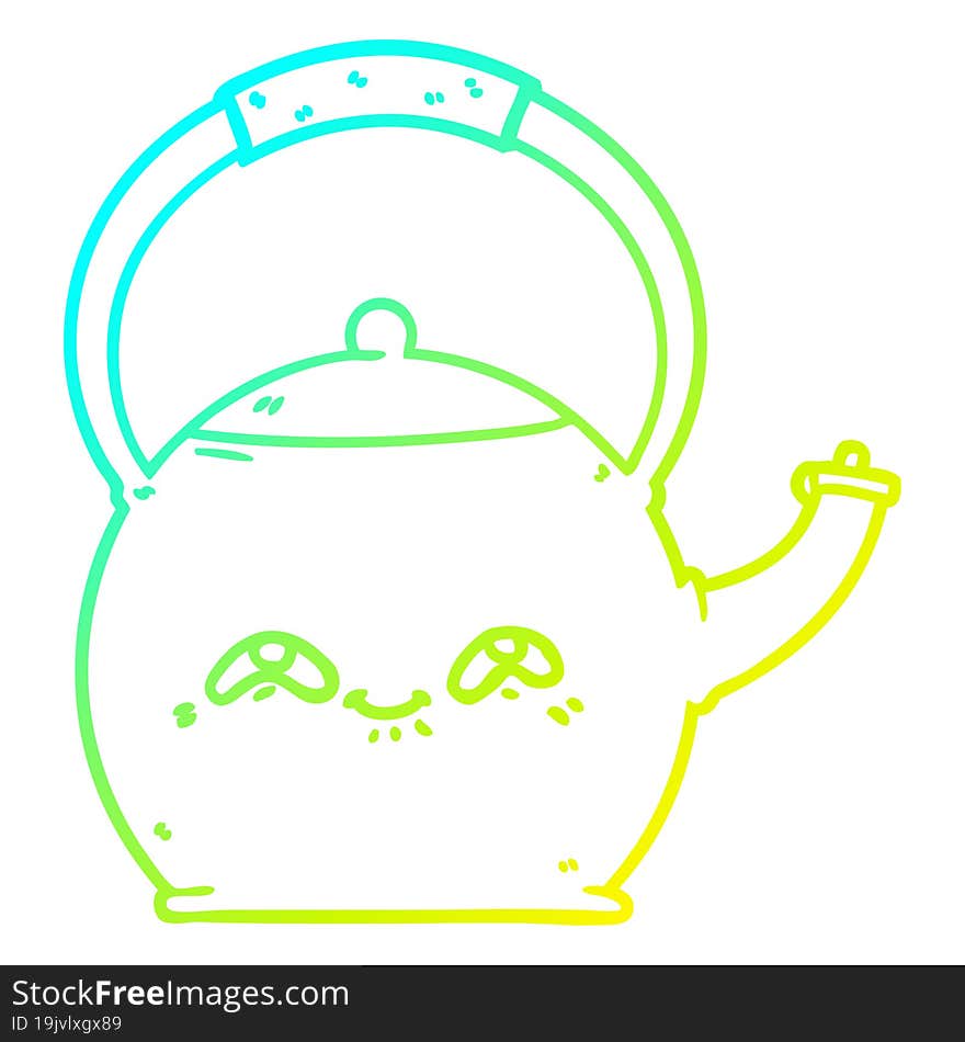 Cold Gradient Line Drawing Cartoon Kettle