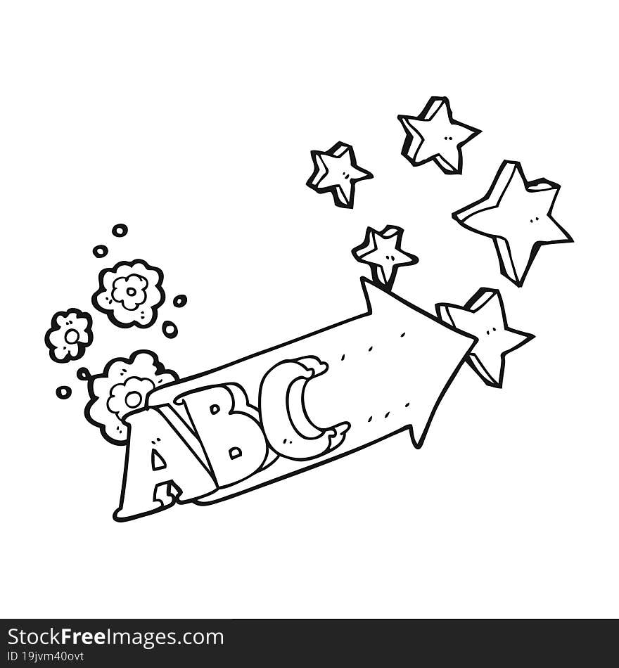 black and white cartoon ABC symbol