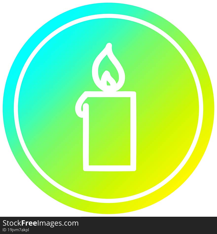 burning candle circular icon with cool gradient finish. burning candle circular icon with cool gradient finish