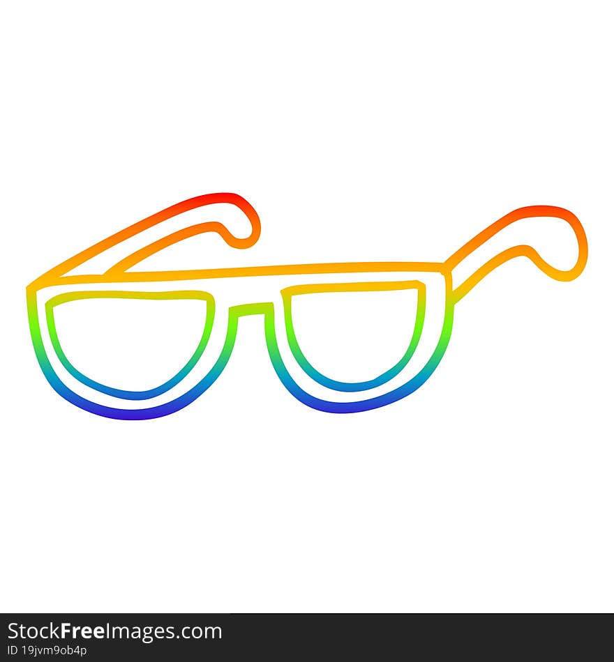 Rainbow Gradient Line Drawing Cartoon Sunglasses