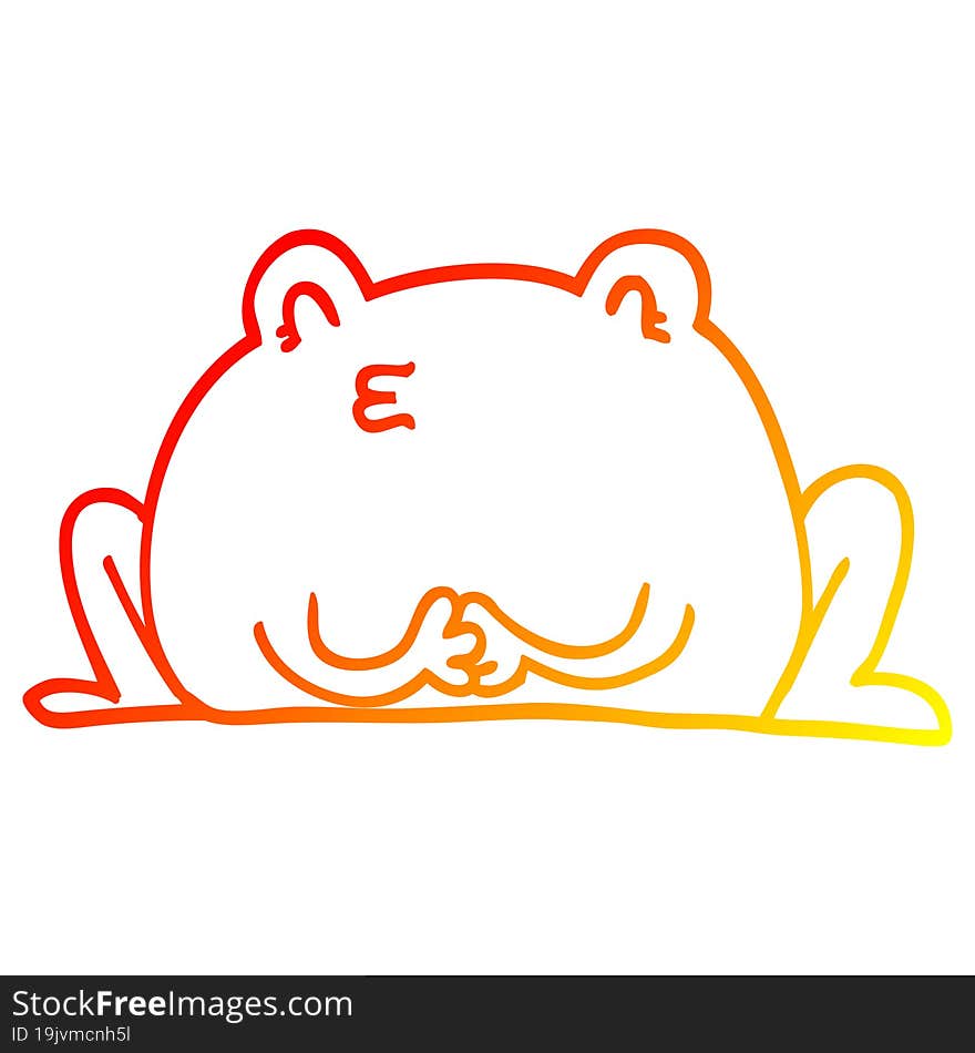 warm gradient line drawing cute cartoon frog