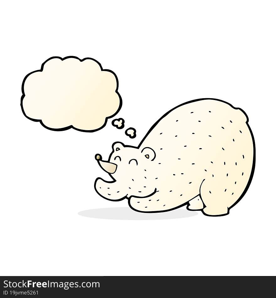 cartoon stretching polar bear with thought bubble