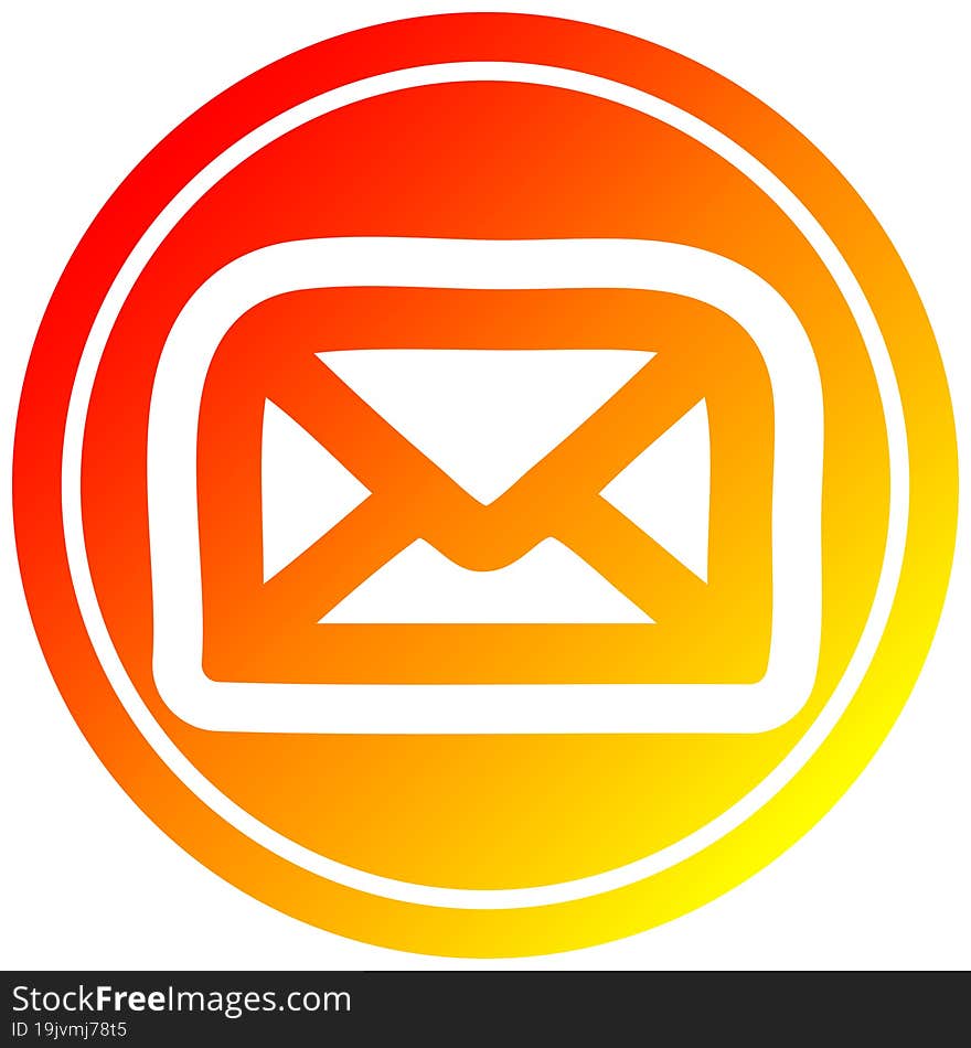 envelope letter circular icon with warm gradient finish. envelope letter circular icon with warm gradient finish