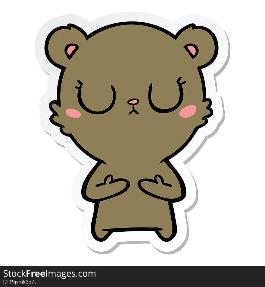 Sticker Of A Peaceful Cartoon Bear Cub