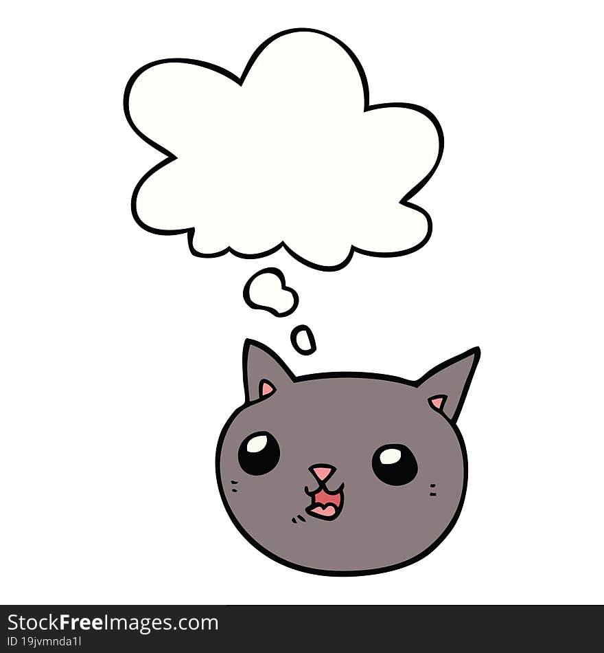 Cartoon Cat And Thought Bubble