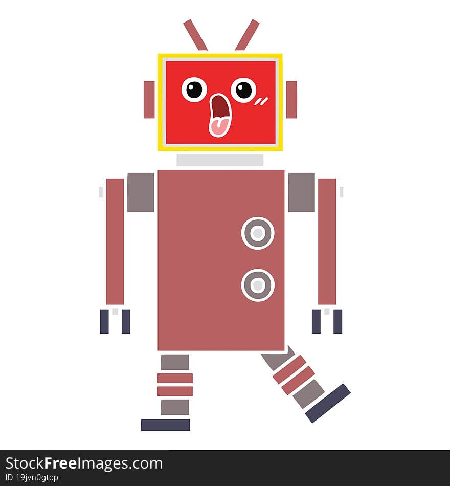 flat color retro cartoon of a robot