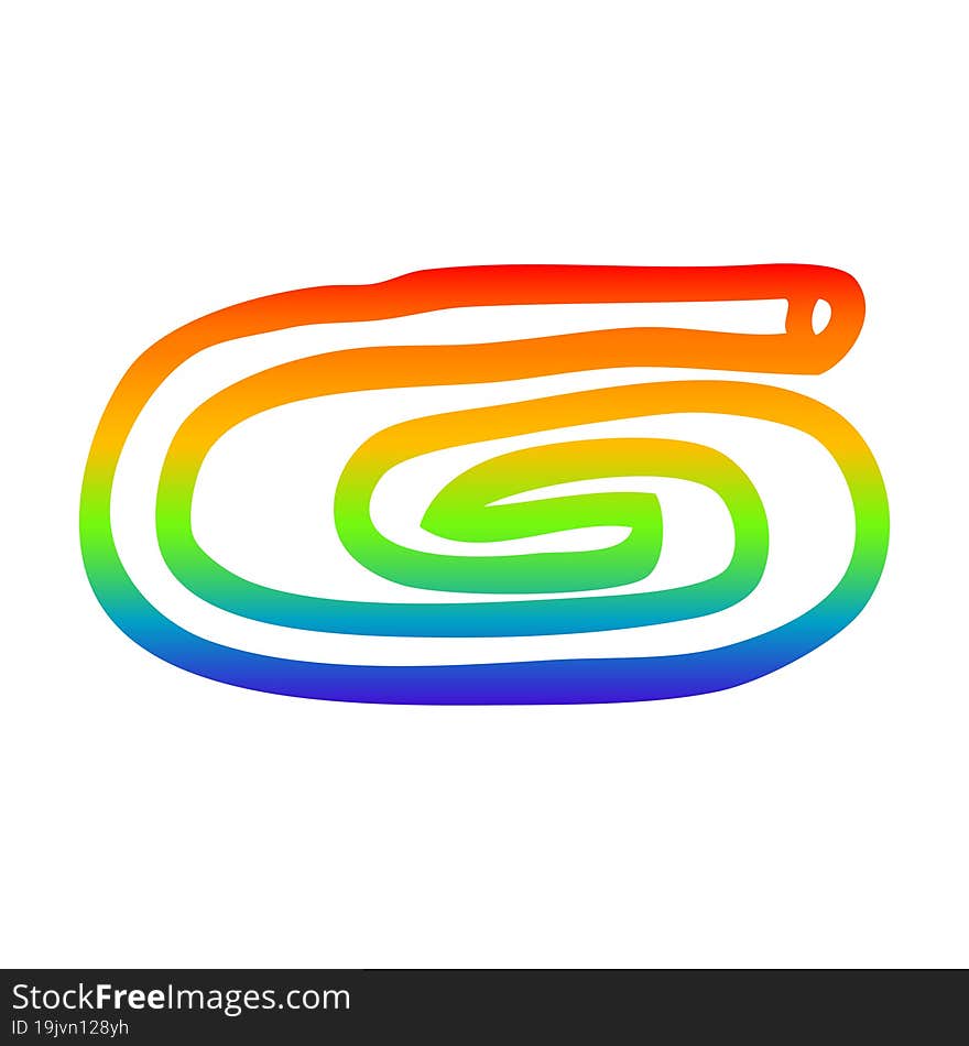 rainbow gradient line drawing of a cartoon paper clip