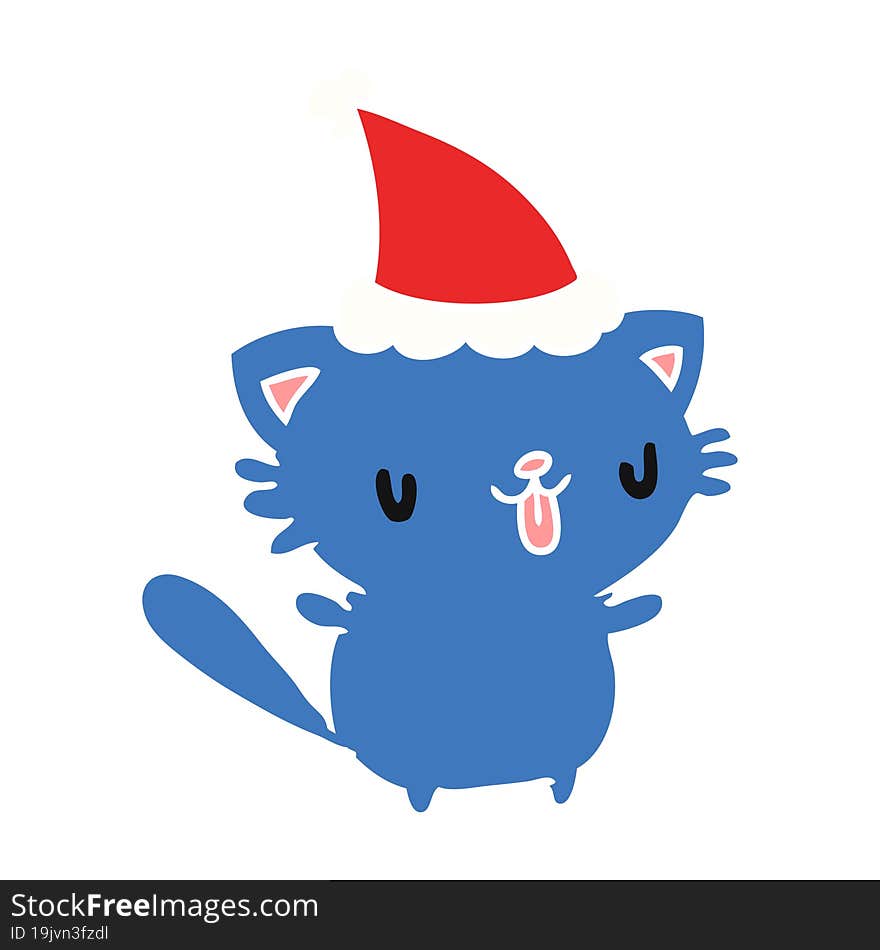 hand drawn christmas cartoon of kawaii cat