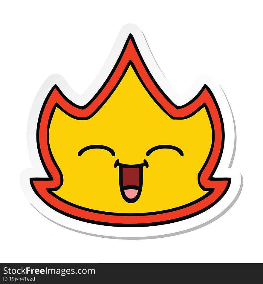 Sticker Of A Cute Cartoon Fire