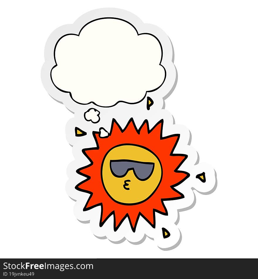 Cartoon Sun And Thought Bubble As A Printed Sticker