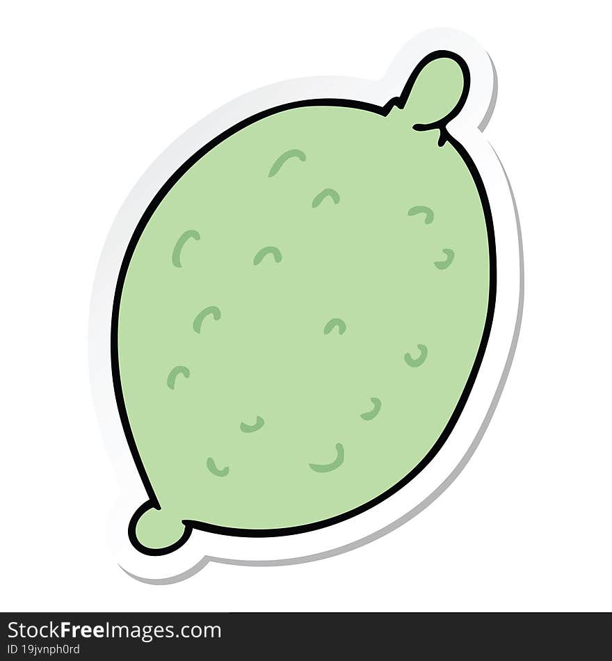 sticker of a quirky hand drawn cartoon lime