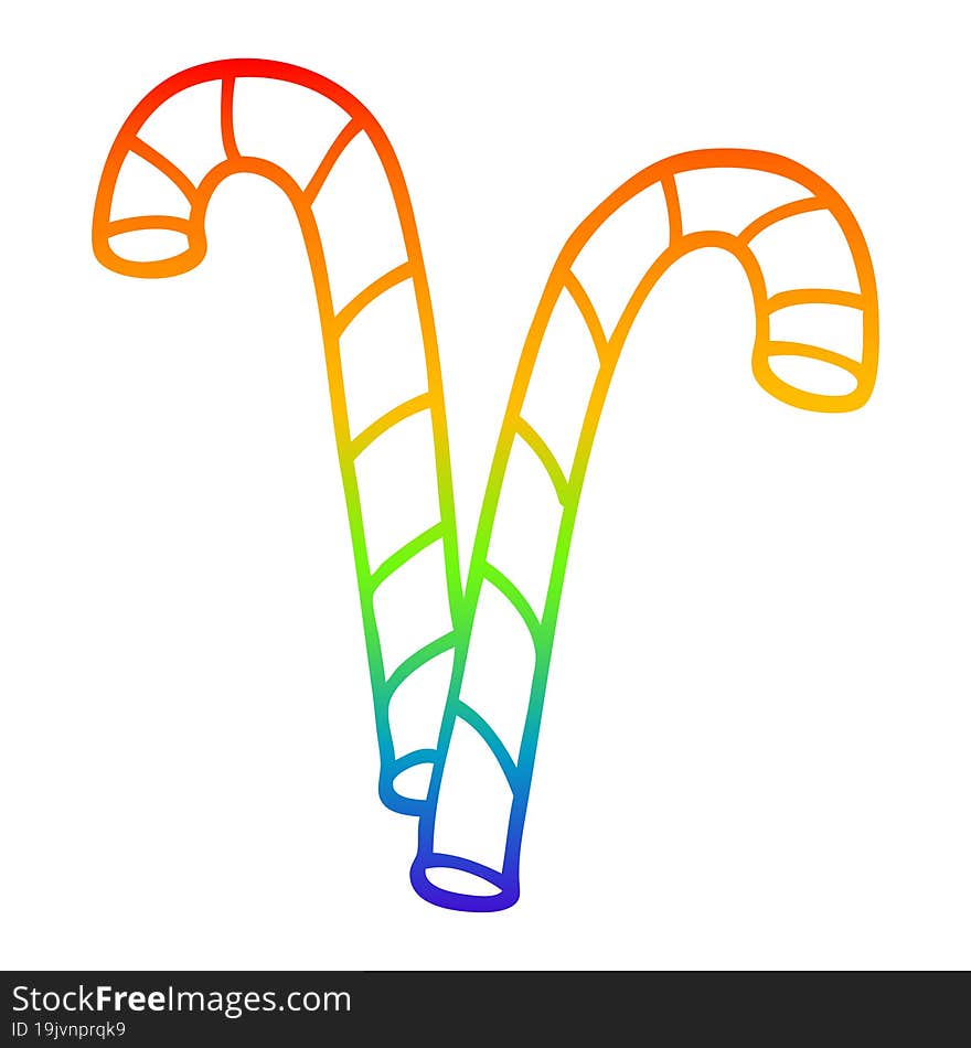 rainbow gradient line drawing cartoon pink candy cane