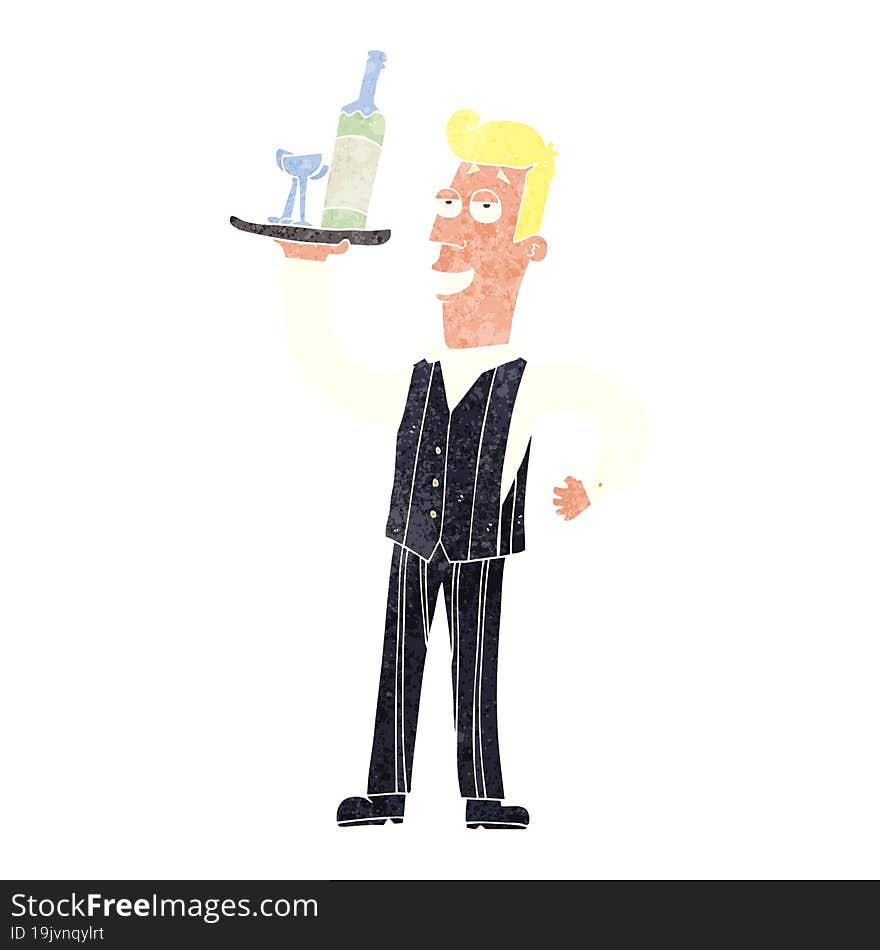 retro cartoon waiter