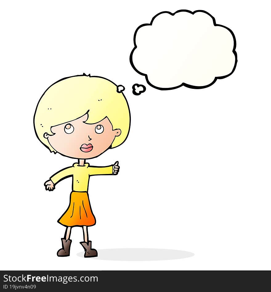 cartoon woman asking question with thought bubble