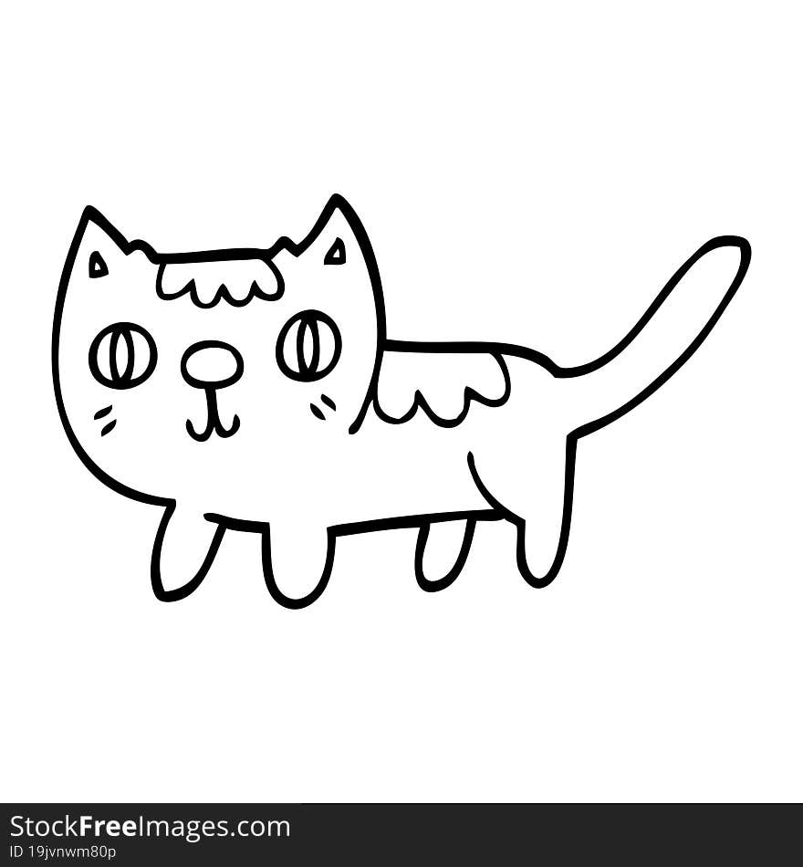 Line Drawing Cartoon Little Cat