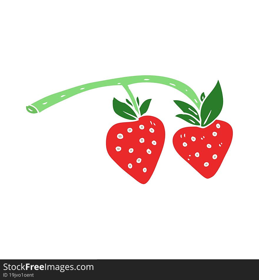 flat color illustration of a cartoon strawberries