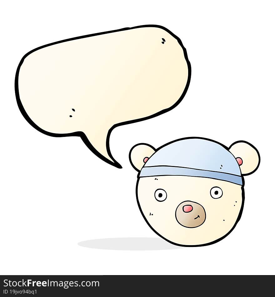 cartoon polar bear face with speech bubble