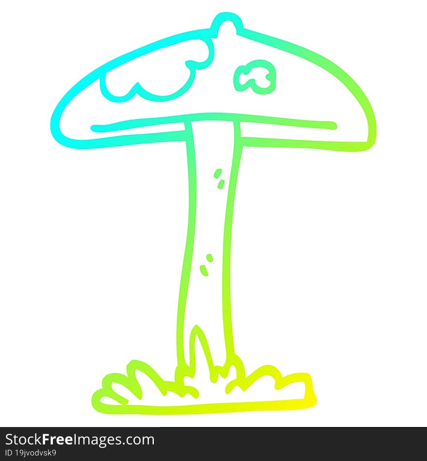 cold gradient line drawing cartoon mushroom