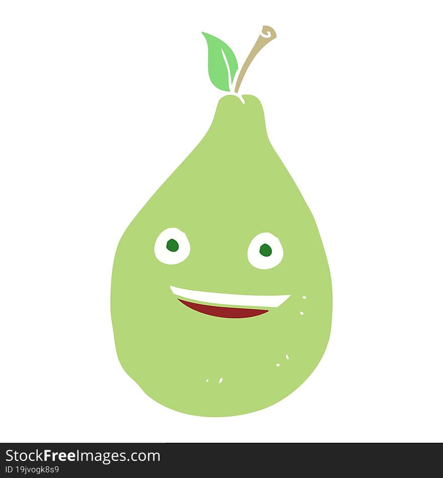 flat color illustration of a cartoon pear