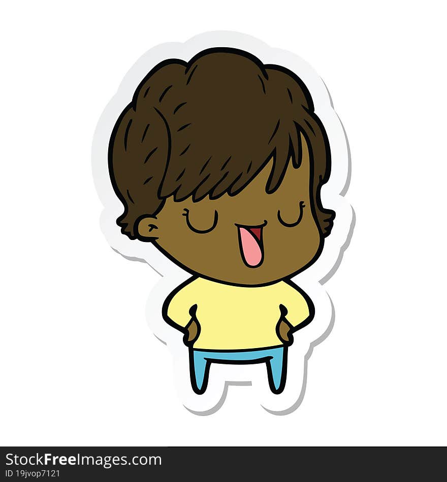 sticker of a cartoon woman talking