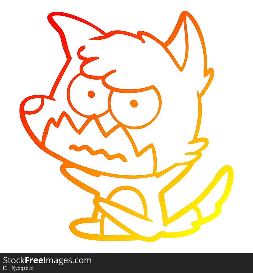 Warm Gradient Line Drawing Cartoon Annoyed Fox