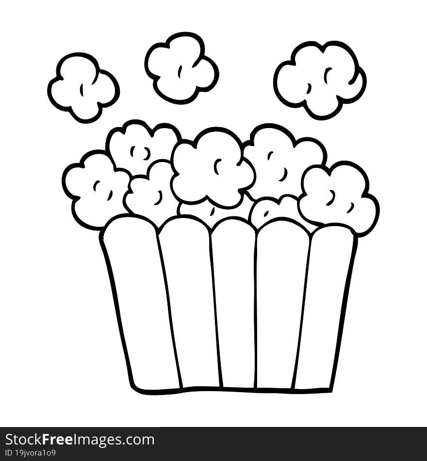 Line Drawing Cartoon Popcorn