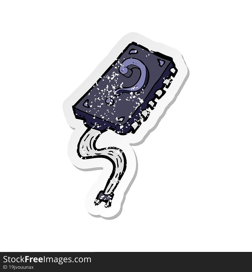 retro distressed sticker of a computer chip cartoon