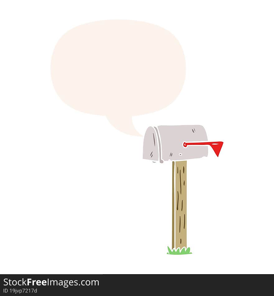 Cartoon Mailbox And Speech Bubble In Retro Style