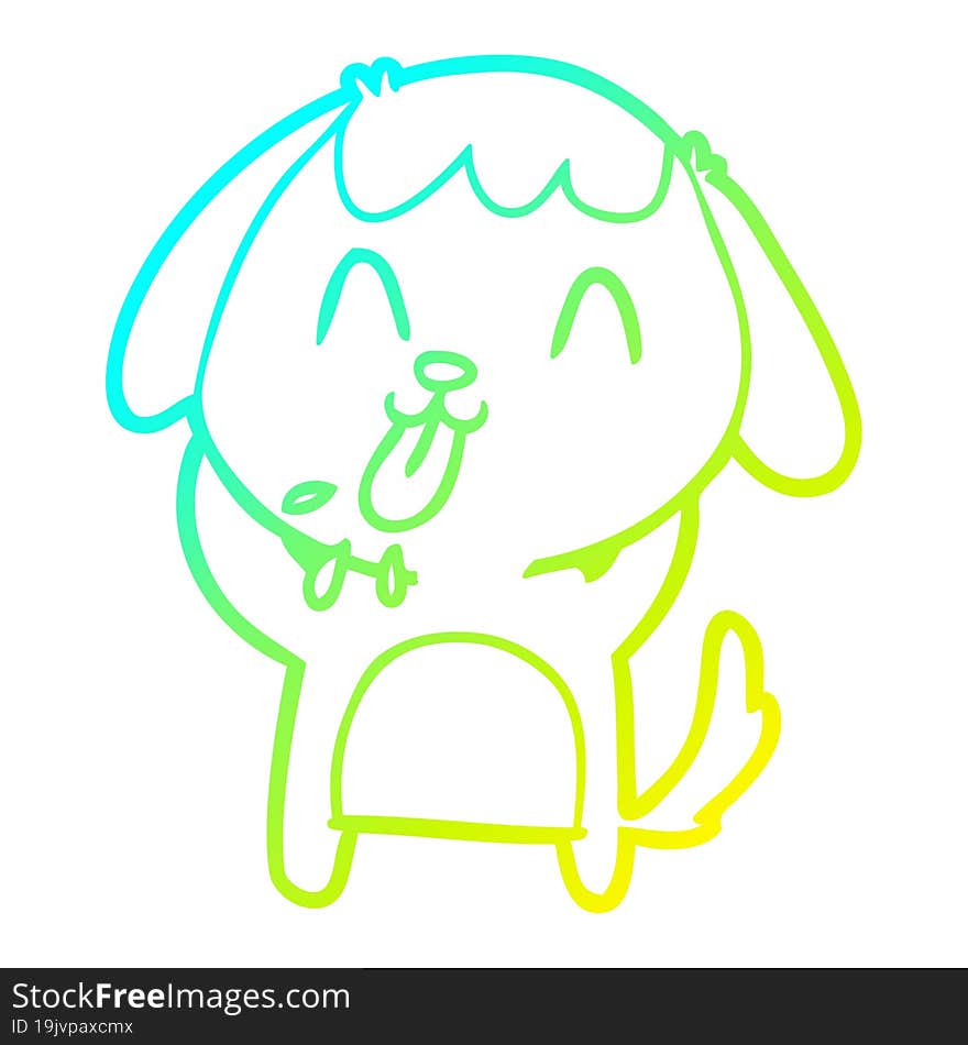 Cold Gradient Line Drawing Cute Cartoon Dog