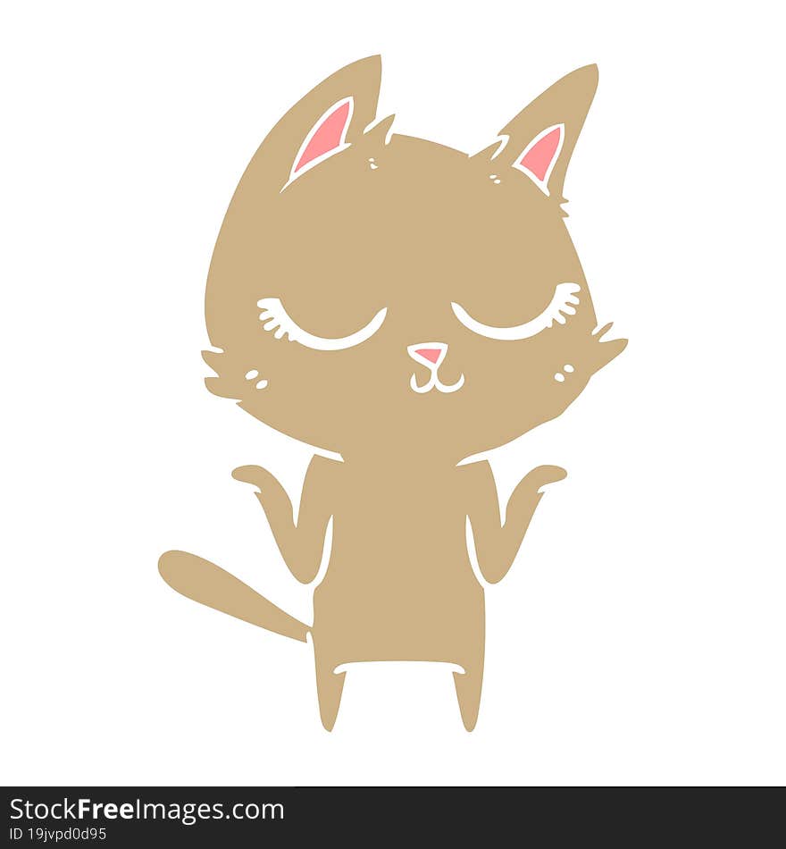 calm flat color style cartoon cat