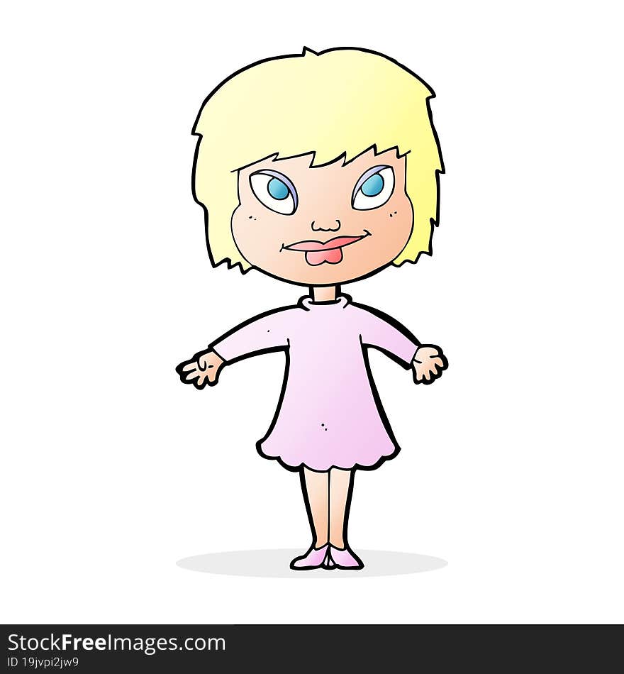 cartoon girl shrugging shoulders