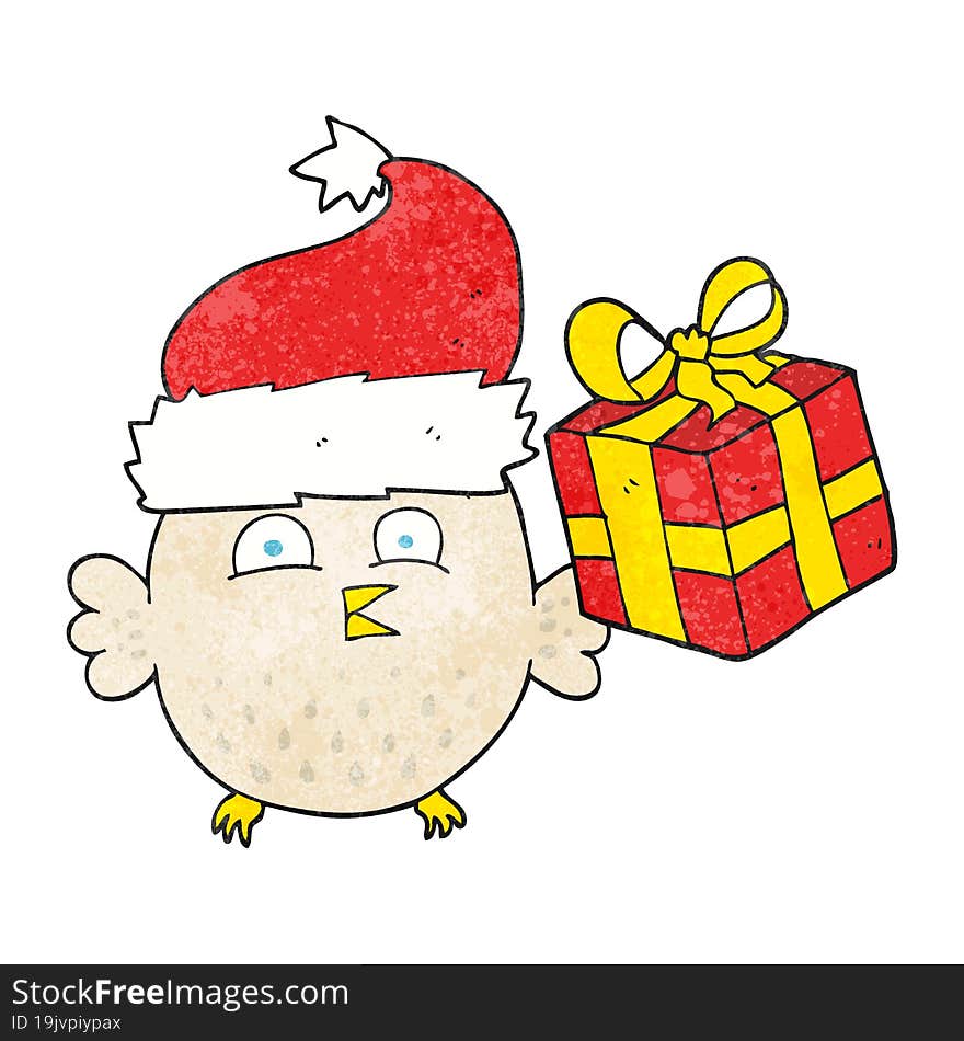 textured cartoon  christmas owl