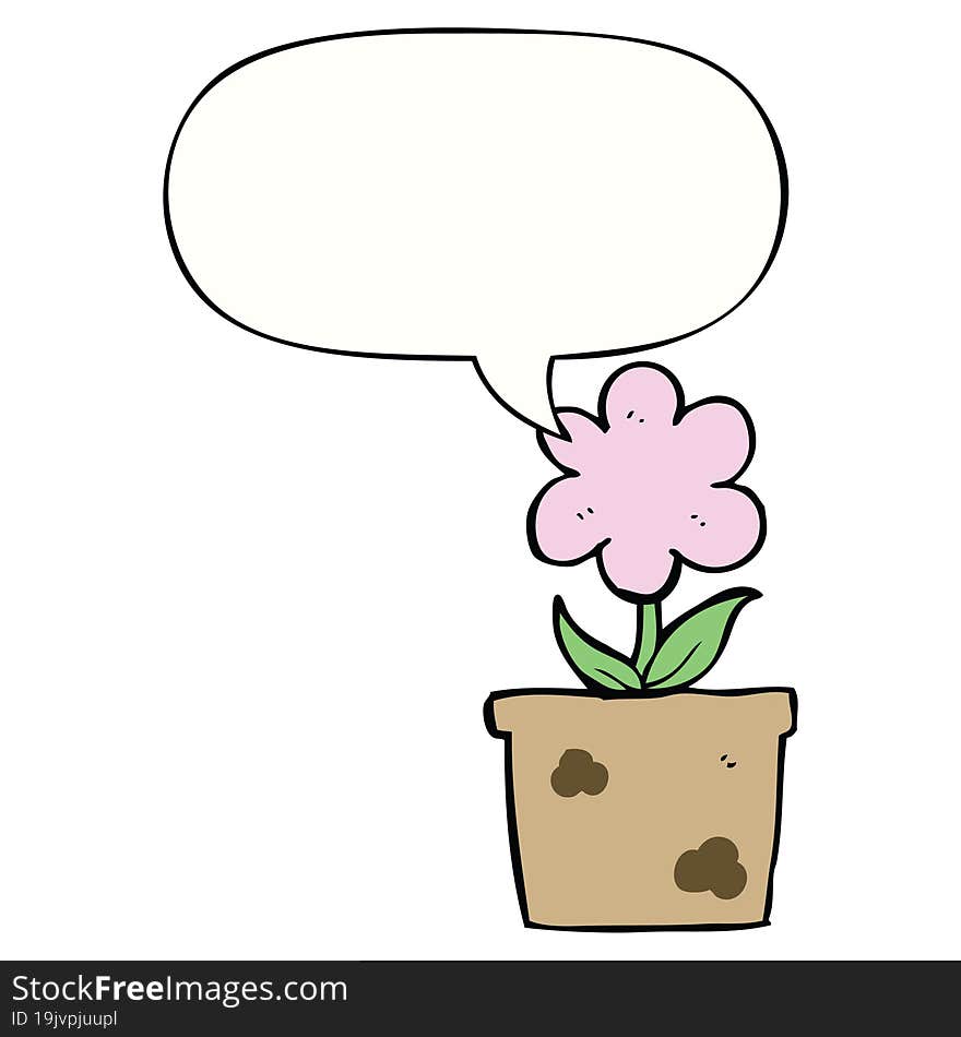 cute cartoon flower with speech bubble. cute cartoon flower with speech bubble