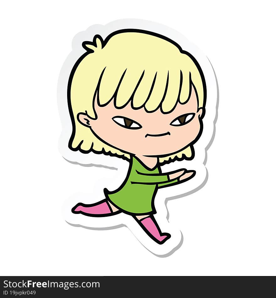 sticker of a cartoon woman