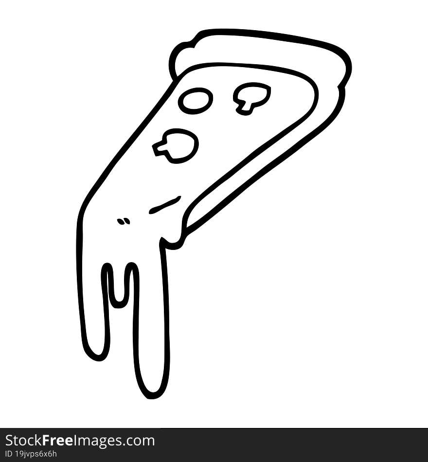 black and white cartoon pizza slice