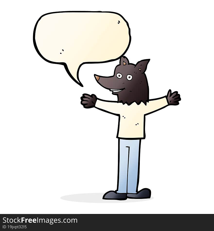 cartoon werewolf with speech bubble