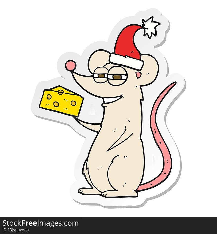 sticker of a cartoon christmas mouse